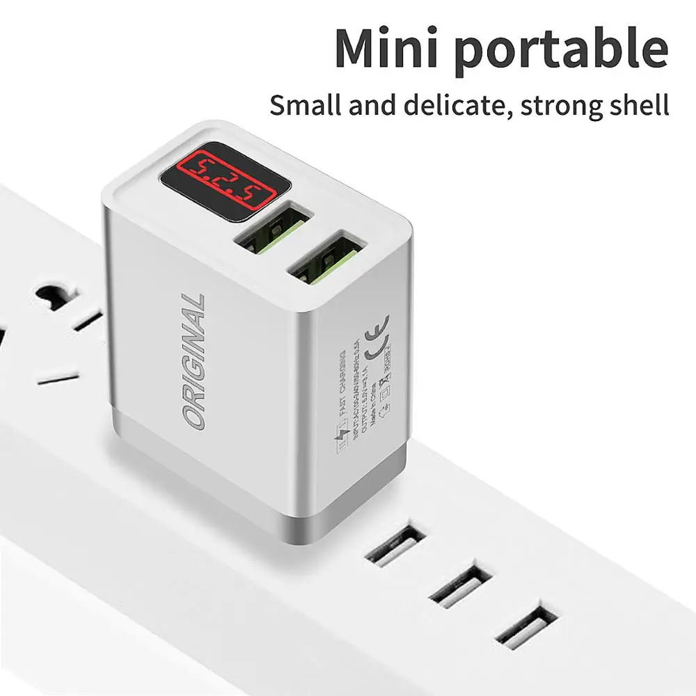 GOOJODOQ Зарядное устройство USB с цифровым ЖК-дисплеем 5 в 3,1 А, максимальное быстрое зарядное устройство для samsung, Xiaomi, huawei, зарядное устройство для iPhone