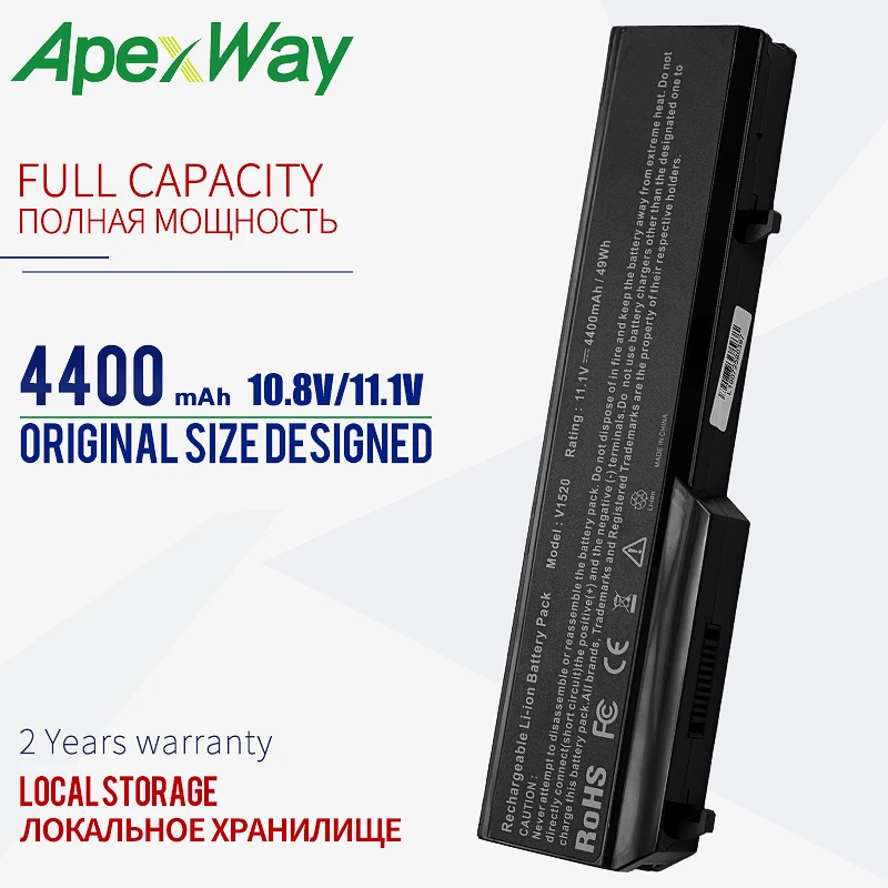 Apexway 11.1V Laptop Battery For dell Vostro 1310 1320 1510 1520 1521 2510 K738H N950C N956C N958C T112C T114C T116C U661H | Компьютеры и