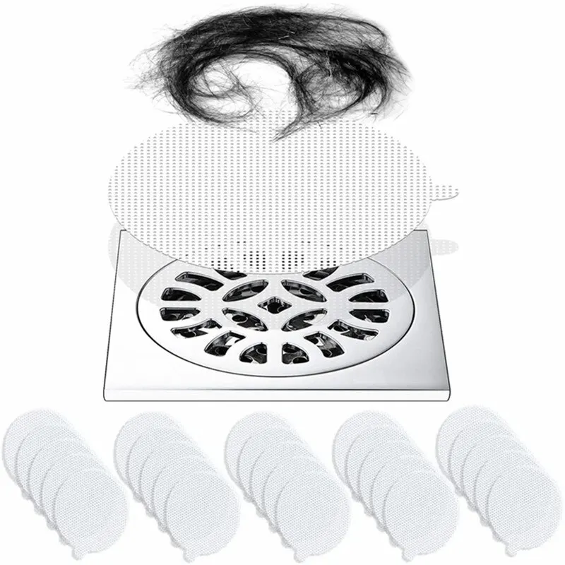 25PCS Round Shower Drains Hair Catcher Mesh Disposable Hair Stopper Bathroom Shower Filter