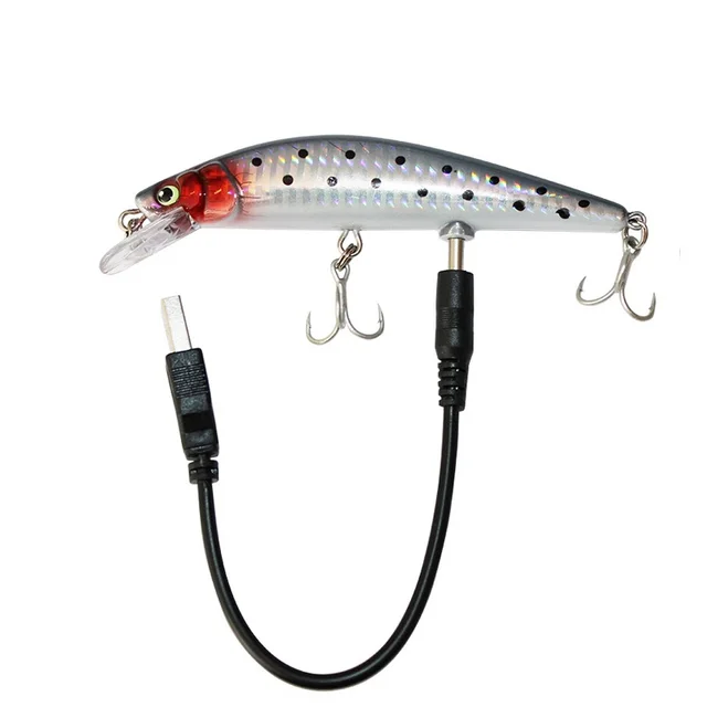 US $5.29 USB Rechargeable Flashing LED light Twitching Fishing Lure 11CM 18G Bait Electric Life-like vibrate
