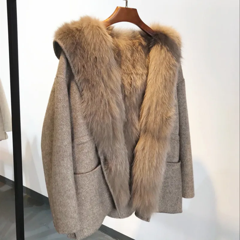 Пальто из натурального меха, женские парки из натурального Лисьего меха, зимняя куртка для женщин, пальто больших размеров, куртки из натурального овечьего меха с капюшоном, Femme