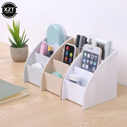 Multifunctional 3 Grid Remote Control Box Cosmetics Desktop Storage Case Stand Holder Office Stationery Phone Organizer 3 Colors