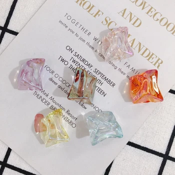 

DIY jewelry acrylic simulation transparent straight hole ice cube earrings earrings key chain accessories 6pcs