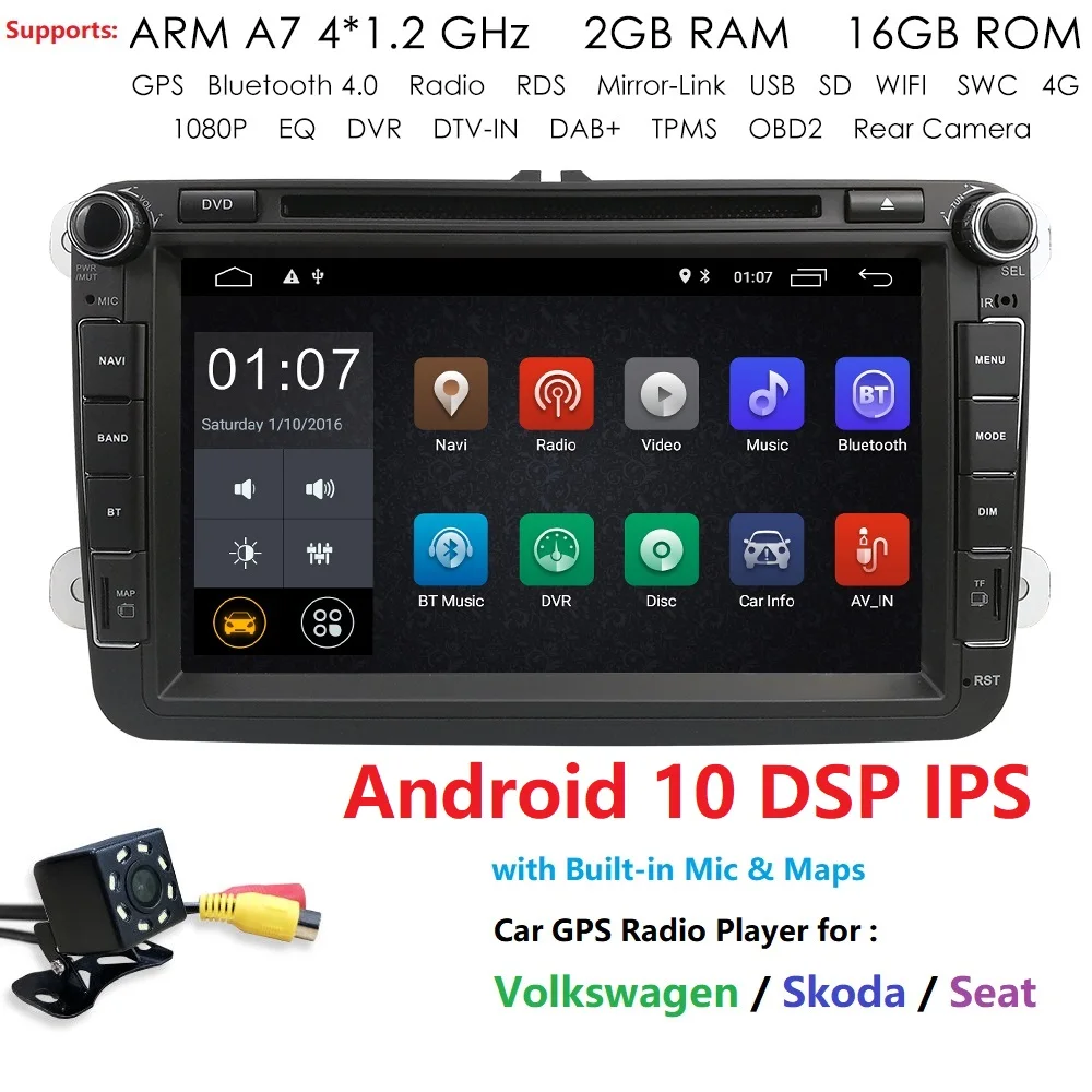 ^*Best Offers Android 10 8\ 2din Car DVD for VW POLO GOLF 5 6 POLO PASSAT B6 CC JETTA TIGUAN TOURAN EOS SHARAN SCIROCCO CADDY DSP 4G GPS Navi