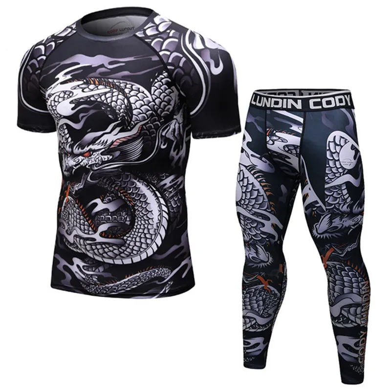 MMA Rashguard Jiu Jitsu Fitness Men Boxing Jerseys BJJ KickBoxing Set Muay Thai Shorts Gym T shirt Pants Sportsuit