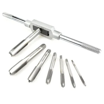 

3F Hand Screw Thread Metric Plug Tap Set M7 M8 M10 M12 with Adjustable Tap Wrench Hand Tools
