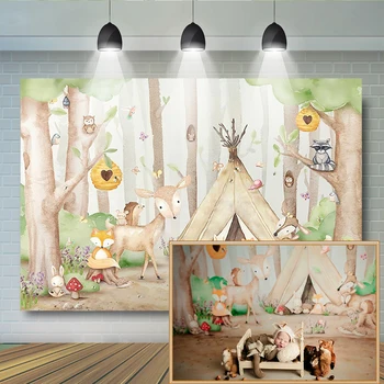 

Jungle Safari Theme Newborn Background Woodland Animal Baby Shower Birthday Party Wild One Forest Portrait Decor