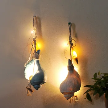 

2Pcs Pendant with Light Simulation Conch Pendant Portable Hanging Ornaments Hanging Decor Creative Crafts with Button Battery