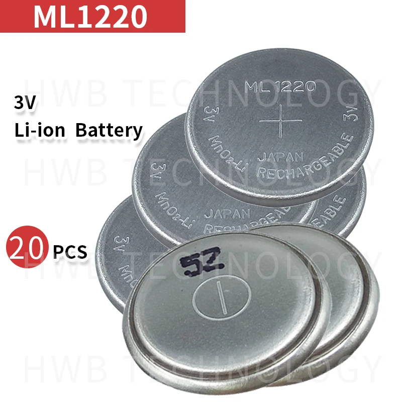 20 шт./лот ML1220 3V перезаряжаемые кнопочные батареи Бесплатная доставка!|Часовые