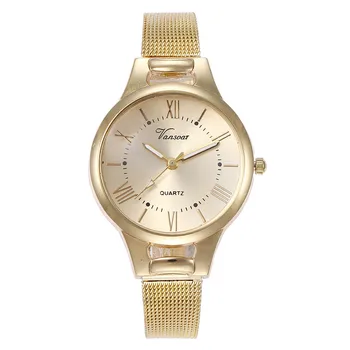 

2020 Women Watches Sleek Gold Stainless Steel Band Dial Mesh Alloy Belt Woman Quartz Analog Wrist Watch New Reloj Mujer часы
