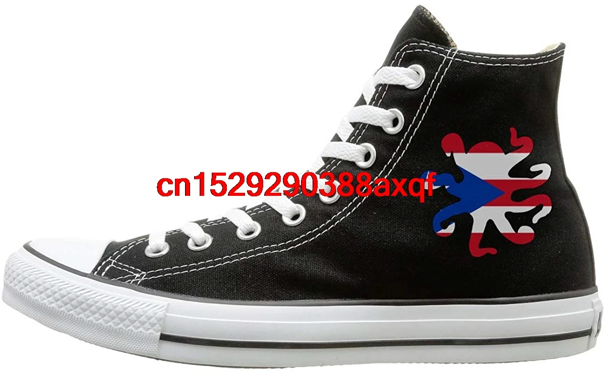 

Unisex Fashion High Top Lace Up Canvas Shoe,Octopus Shaped Puerto Rico Flag Canvas Sneaker For Boys Girls