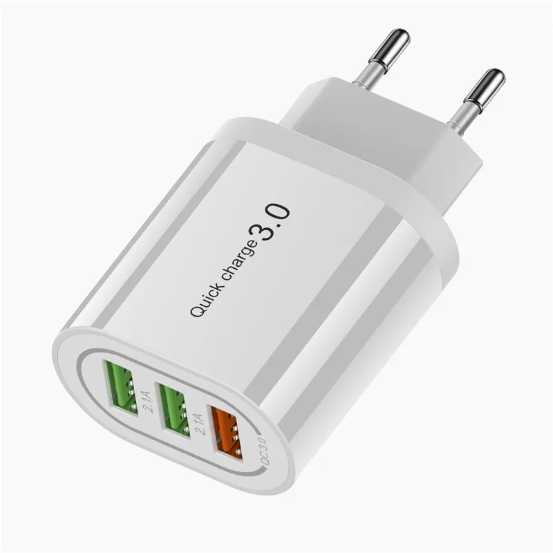 18 Вт Быстрая зарядка 3,0 USB зарядное устройство 3 порта QC3.0 Быстрая зарядка настенное зарядное устройство адаптер для iPhone 11 11Pro Max samsung S10 huawei P30 - Тип штекера: White EU Plug