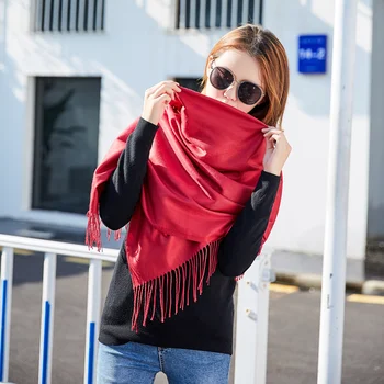 

Solid Color Imitation Cashmere Scarf For Women Tassel Lady Autumn Winter long Head scarves and Shawls Female Wraps Foulard Blanket hijab Pashmina Shawl