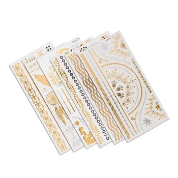 

20 PCS Temporary Golden Tattoos Stickers Jewelry Bracelet Party Tatoo Paste Makeup Girl Waterproof Arm Tattoo Wholesale Price