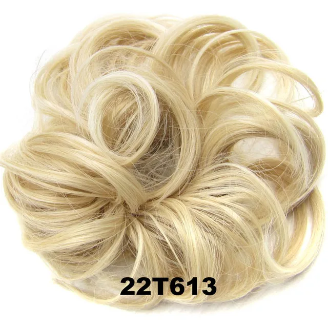 Jeedou Messy Chignon Donut Hair Bun Pad Elastic Hair Rope Rubber Band Synthetic Hairpiece Gary Brown Color 22T613