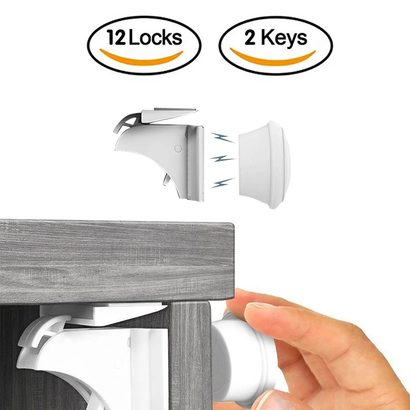 Cerradura magnética de seguridad para puerta de bebé, cerraduras con imán de uso común para gabinetes y cajones, habitaciones del hogar, 12 + 3 uds.