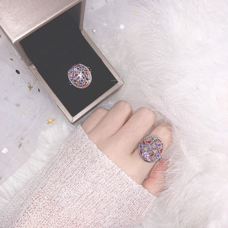 Красочное роскошное кольцо с цветным кристаллом, фиолетовое зеленое аметистовое рубиновое обручальное кольцо, Женское кольцо с камнем Моргана, банкетное кольцо