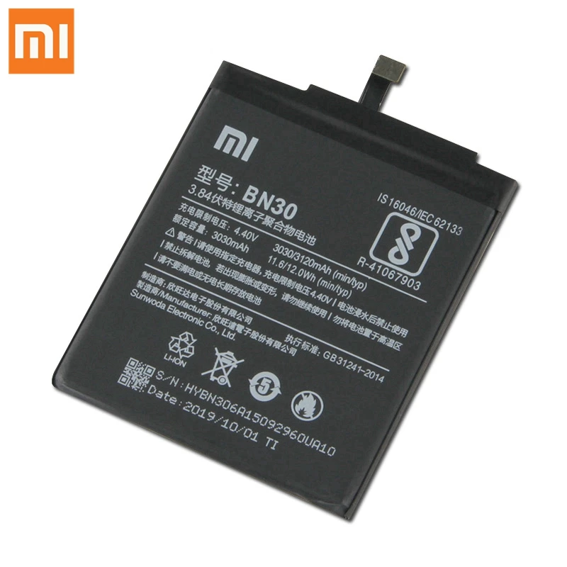 Xiao mi сменный аккумулятор BN30 для Xiaomi mi Redrice Hong mi Red mi 4A подлинный аккумулятор для телефона 3120 мАч