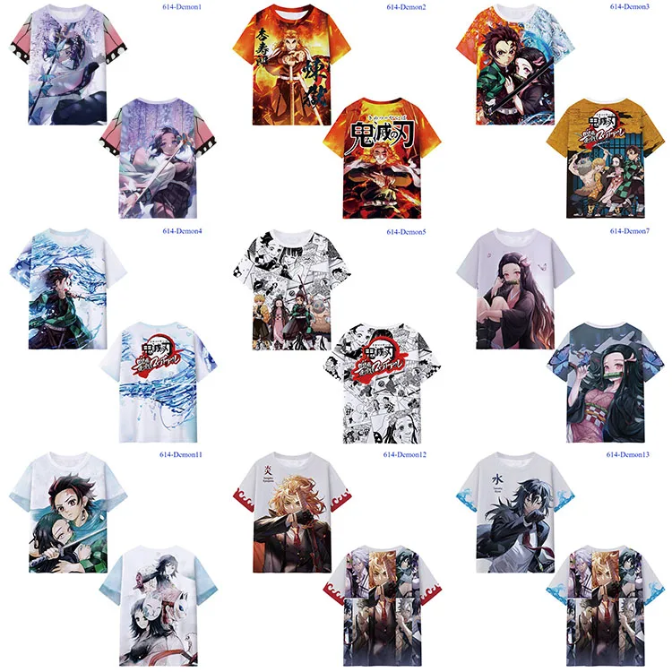Kimetsu no Yaiba A254064 Женская Повседневная рубашка с коротким рукавом летняя мультяшная