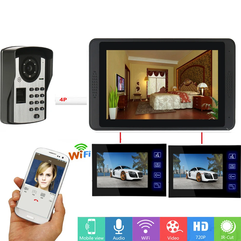 3 pcs monitor 7inch Wired WiFi Video Door Phone Visual Video Intercom Speakerphone IR Night Vision Camera Doorbell Intercom 3 pcs monitor 7inch Wired WiFi Video Door Phone Visual Video Intercom Speakerphone IR Night Vision Camera Doorbell Intercom