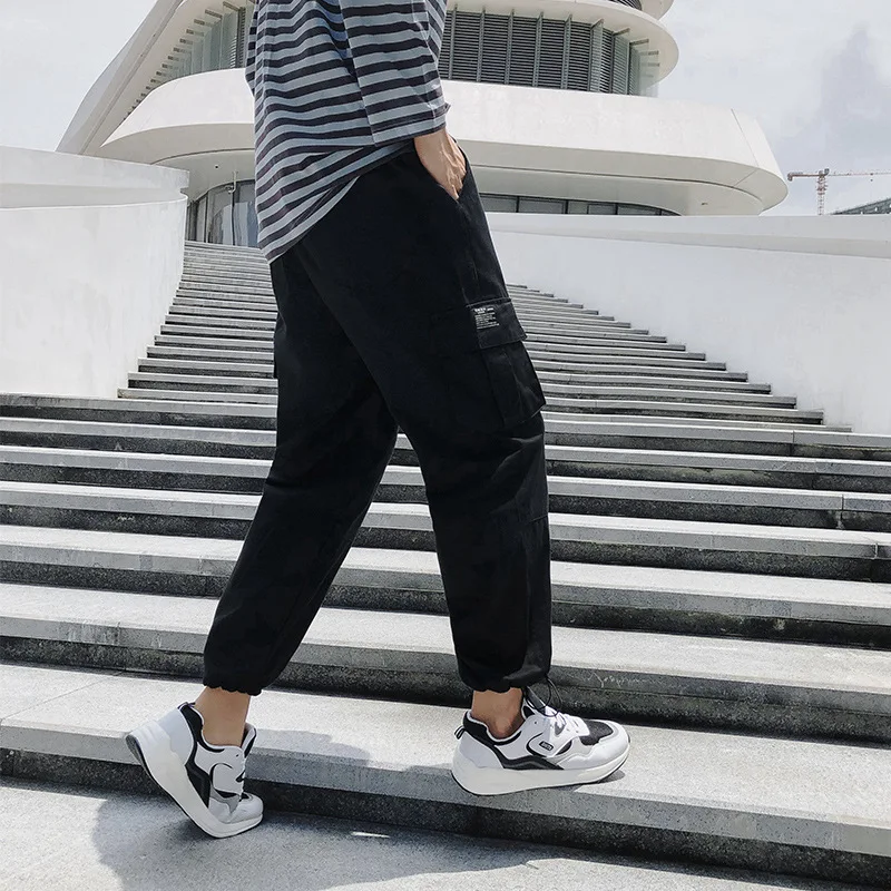 

2019 Autumn New Arrival INS Hong Kong Style Large Pocket Multi-pockets Beam Leg Harem Cargo Trousers K153 P58