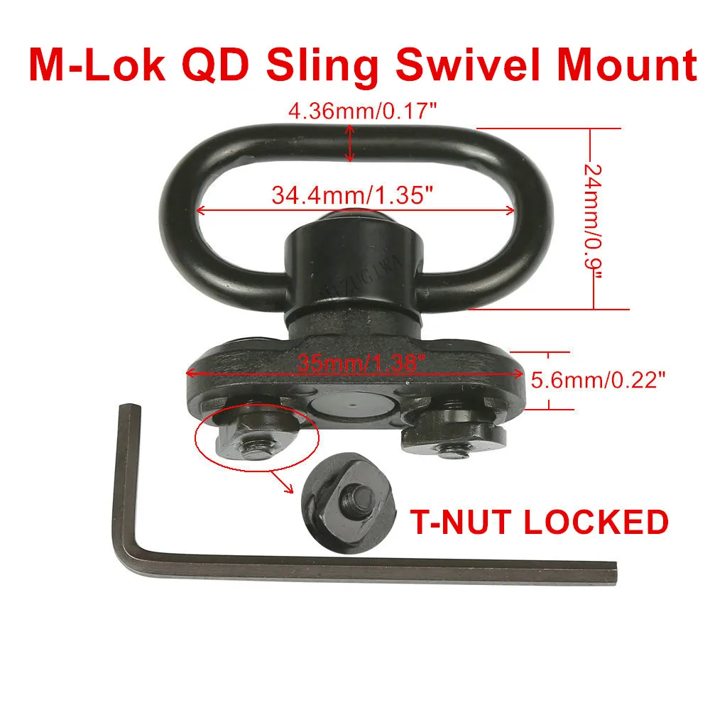 

M-Lok QD Sling Swivel Scope Mount Push Button 1.35 Inch Adapter Attachment for Quick Detach Release QD Sling Swivel