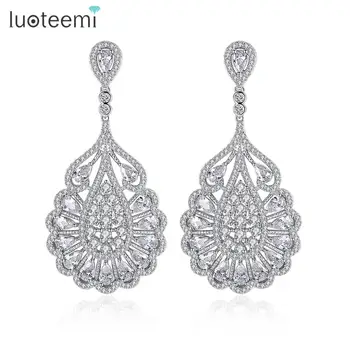 

LUOTEEMI New Arrival Brilliant AAA Austrian Cubic Zirconia Waterdrop Dangle Earring For Women CZ Jewellery Wedding Gift Brincos