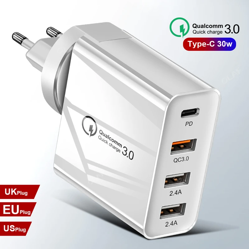 Фото Быстрое зарядное устройство 3 0 PD Type C USB 48 Вт Зарядное QC 4 для Xiaomi Huawei Samsung Redmi IPhone 11 Pro Быстрое зарядное устройство 3 0 PD Type C USB 48 Вт Зарядное QC 4 для Xiaomi Huawei Samsung Redmi IPhone 11 Pro