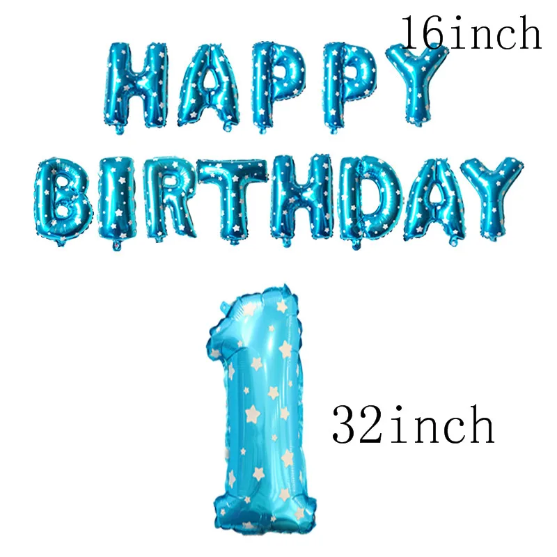 Для девочек и мальчиков на 1-й День рождения одноразовая посуда салфетки тарелка чашка баннер соломинка один год День рождения украшение - Цвет: blue 1