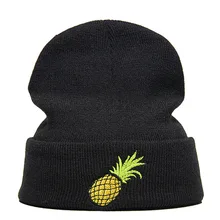 Beanie шляпа Skullie Кепки смутная зима вышивка в стиле панк Для мужчин Для женщин подростков уличных танцев забавные персонализированные ананас для гурманов