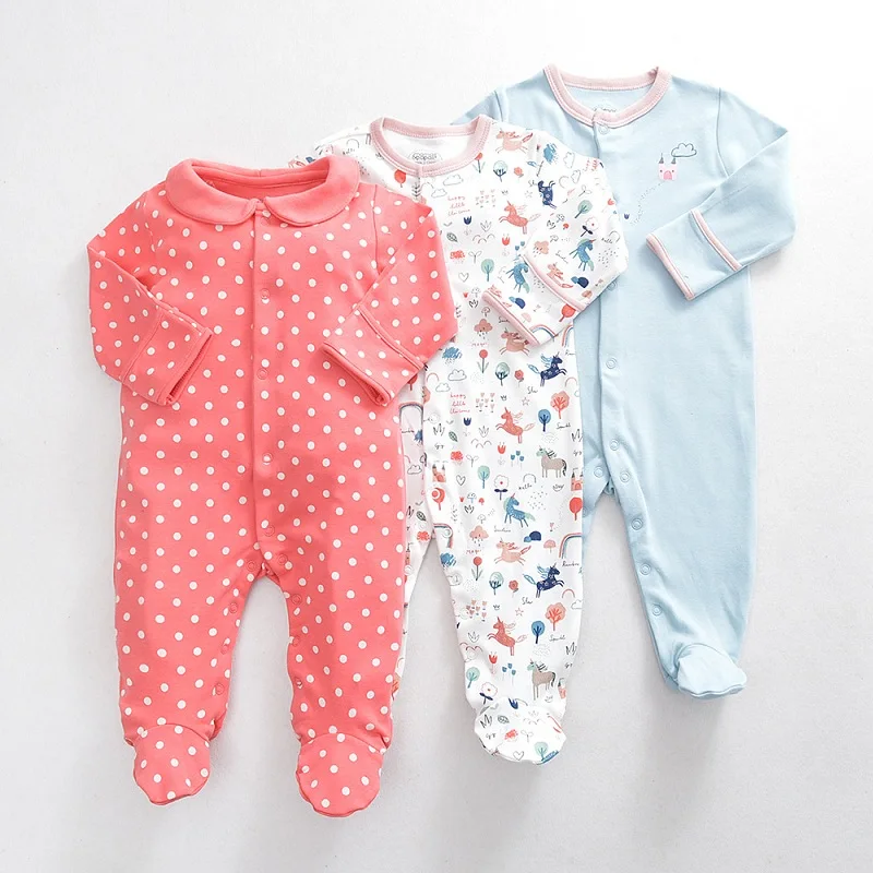 new born long sleeve jumpsuit footies newborn baby boy girl clothes 0-12 month pyjama unisex costume o-neck cotton 2019 fall