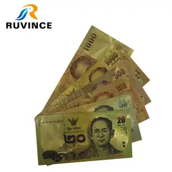 Ruvince 6 шт/партия 24K Цвет Таиланд банкноты 20 50 100 500 1000 Baht банкнота из золотой фольги в 24K золото играть деньги для коллекции