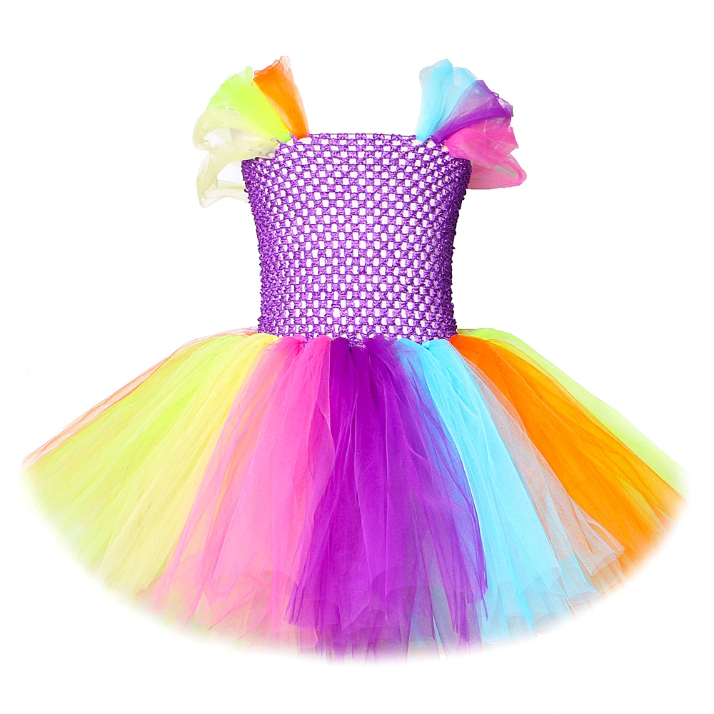 Sweet Rainbow Tutu Dress for Girls Princess Colorful Birthday Dresses Little Girl Christmas Halloween Costumes Kids Toddlers | Детская