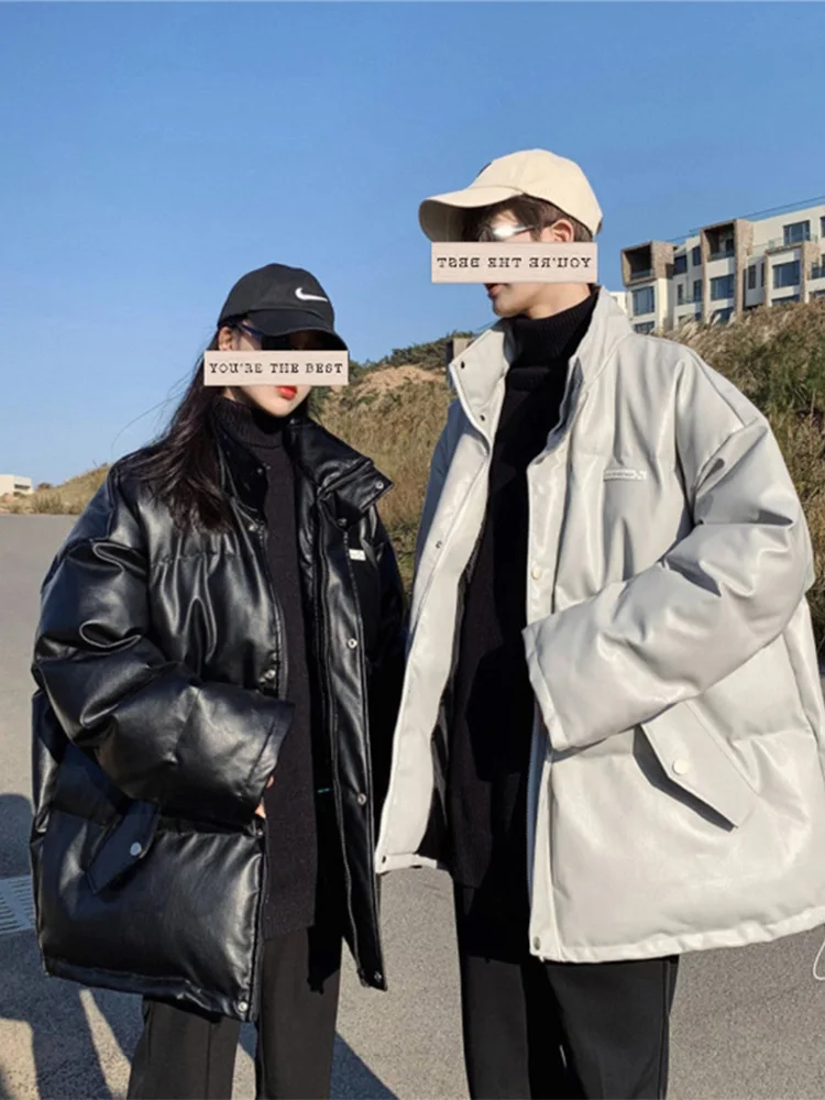 Japanese Style down Jacket Men's Large Size Loose Extremely Cold Clothing Fashion Brand Winter PU Leather Jacket Handsome