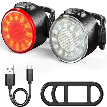 

Easy To Install And Remove Bicycle Tail Light Bicycle Warning Light Kit USB Charging Front Light + Tail Light