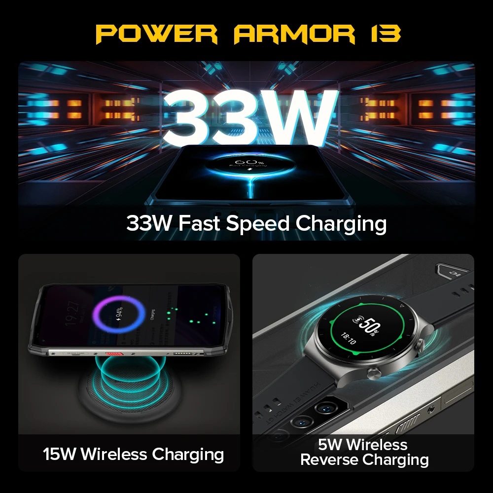 Ulefone Power Armor 13 13200mAh Rugged Phone 256GB Android 12 Waterproof Smartphone 6.81” 2.4G/5G WLAN Mobile Phones NFC Global 5