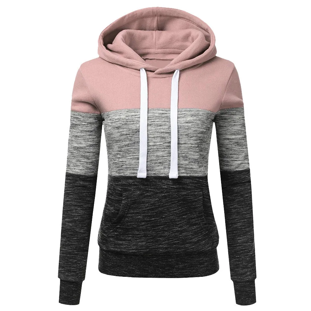 

2020 New Print Patchwork Hooded Sweatshirt Women Drawstring Long Sleeve Harajuku Hoodie Autumn Winter Pocket Hoodies Sweatshirts