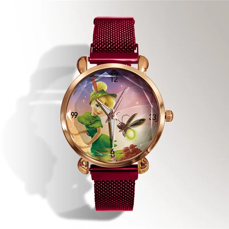 Новые роскошные модные 3D Tinker Bell женские кварцевые часы лучший бренд женские повседневные Металлическая Сетка часы с медведем студенческие часы kobiet zegarka