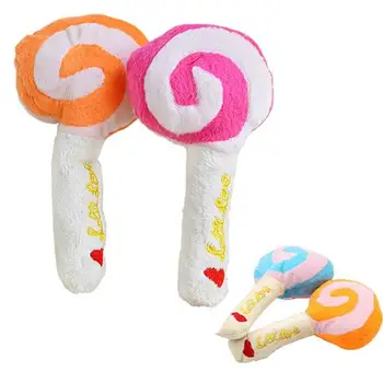 

TINGHAO Pet Dog Molars Chew Sound Plush Toys Puppy Teething Healthy Lollipops Shape Pet Toy