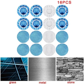 

12pcs Universal Microfiber Polishing Pads 4pcs White Synthetic Fleece Waxing Bonnet Cap Elastic Design For 5-6in Car Polisher