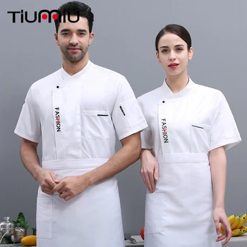 

2020 Chef Jacket Short Sleeves Men Women Chef Uniform New Wholesale Unisex Restaurant Kitchen Chef Baking Cook Work Clothes