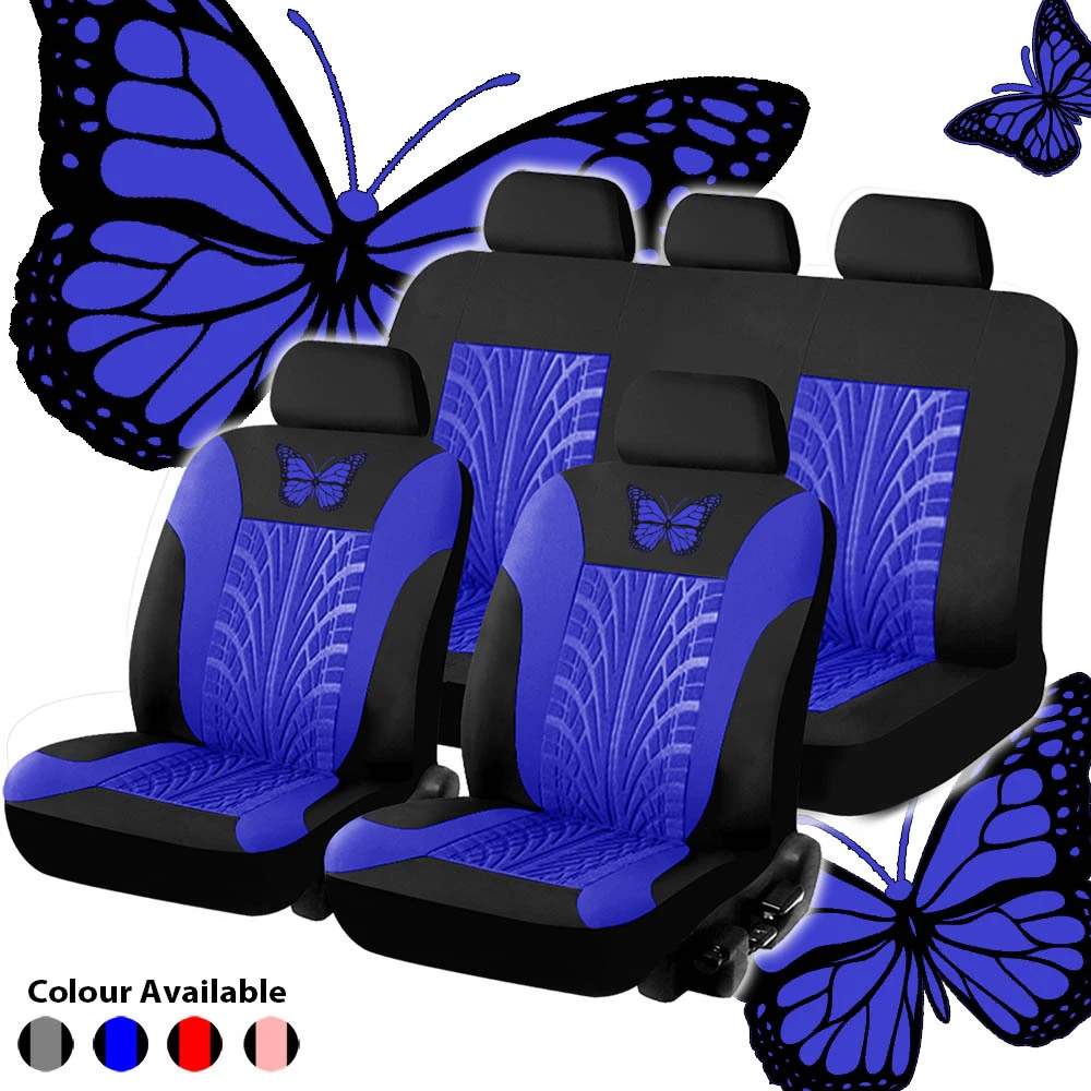 Универсальный чехол для автомобильных сидений, набор с вышитым рисунком бабочки, чехол для автомобильных сидений, полный комплект, аксессуары для интерьера, чехол для автомобильных сидений