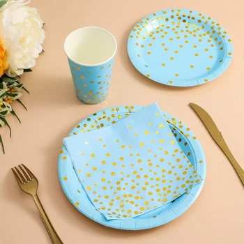 

Hot 150pcs Disposable Dinnerware Set Tableware Party Supplies 25 Guests Dinner Plates for Wedding Birthday Anniversary Party