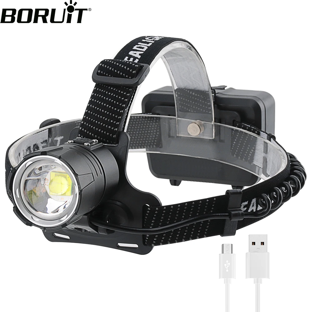 Headlamp LED Battery Powered Helmet Light for Camping 2 Batteries and 1 Charger 