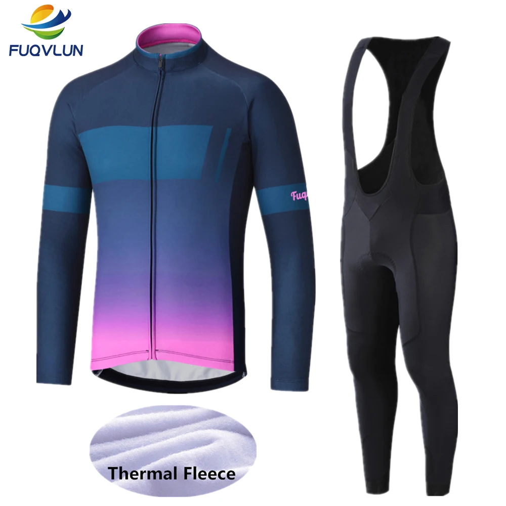 FUQVLUN Зимняя Теплая Флисовая велосипедная одежда, мужская одежда для велоспорта, спортивная одежда для езды на горном велосипеде, одежда для велоспорта с длинным рукавом