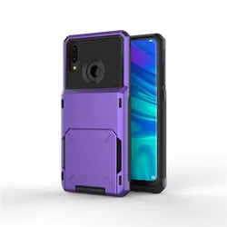Sleek 4 - Card Slot Leather Wallet Credit Card Holder Case Cover for Huawei P30 (Purple)