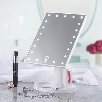 

LED Lighted Vanity Touch Screen Makeup Mirror 360 Degrees Rotation Make up Rotating Cosmetic Beauty LED Table Stand Mirrors
