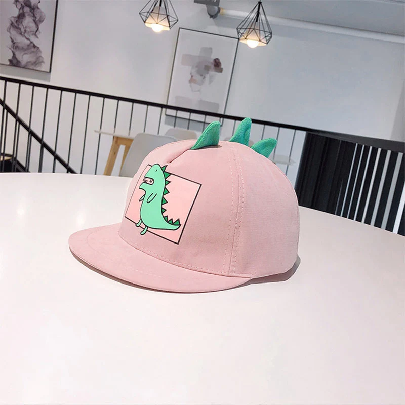 Pink New Cute Children Baseball Cap Dinosaur Pattern Boys Girls Bone Summer Spring Snapback Hip Hop Cartoon Kids Hat Caps CP0408 - Цвет: Pink
