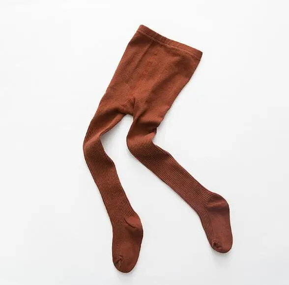 Caramel red Новые детские колготки из альпаки на весну и осень, хлопковые леггинсы в Вертикальную Полоску для девочек - Цвет: Caramel red