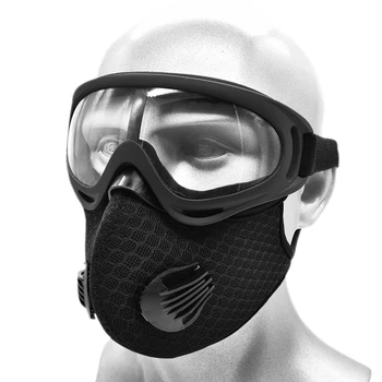 

Reusable Cycling Face Mask Shields Protective Goggles Set Eye Protector Breathable Training Safety Bike Bicycle Sports Ski Mask